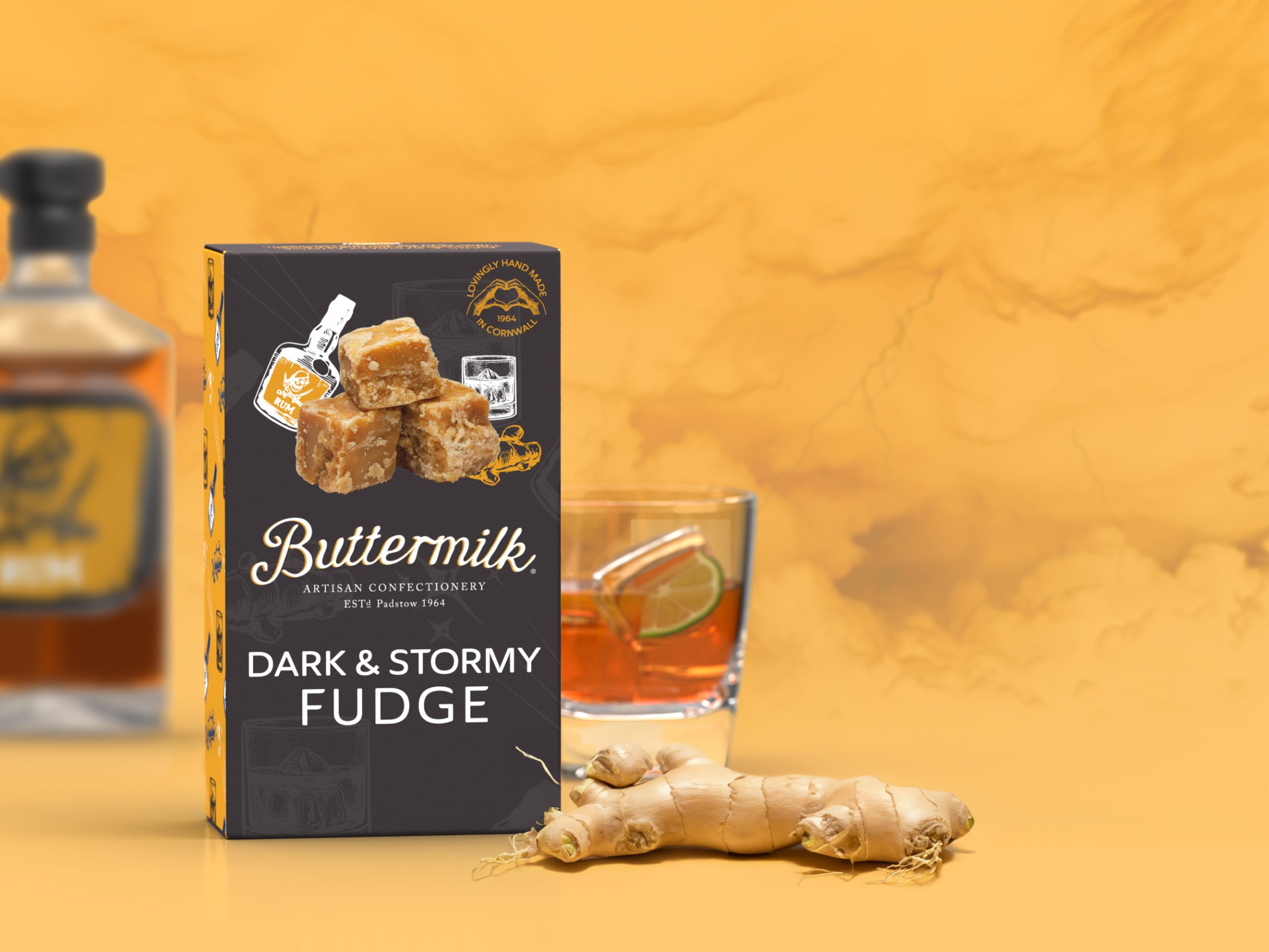 Caramele englezesti Fudge cu rom si ghimbir Buttermilk 100g - imagine 3