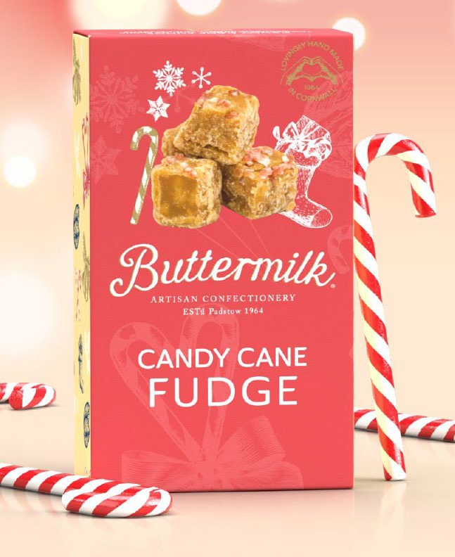 Caramele englezesti Fudge cu Candy Cane Buttermilk 100g
