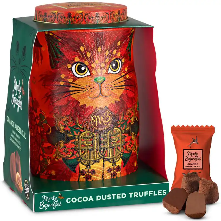 Trufe de ciocolata Monty Bojangles Cutie metalica Fire Dancer Cat Portocala 135g