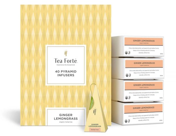 Ceai Ginger Lemongrass ECO - Tea Forte - cutie cu 40 de piramide de ceai