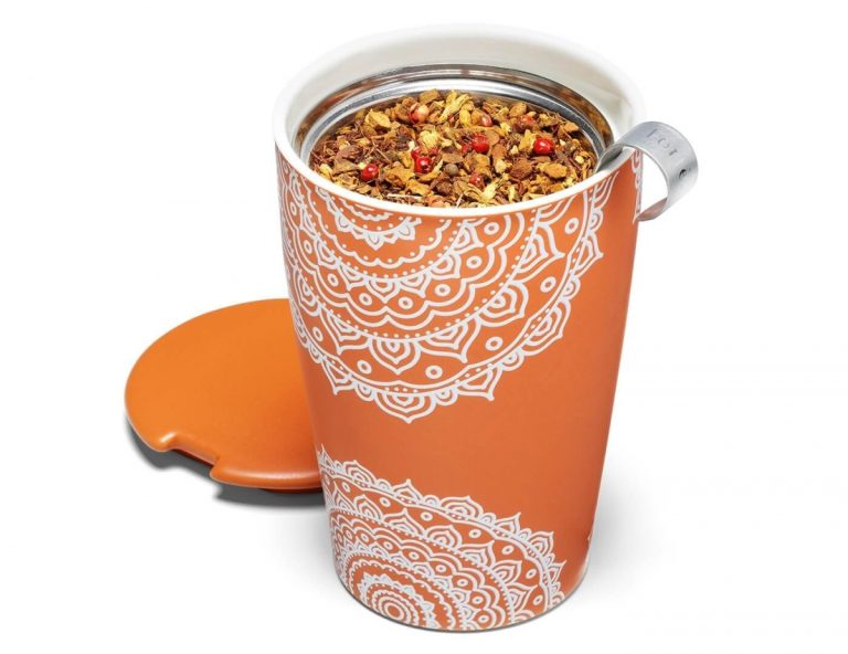Cana ceai din ceramica cu pereti dubli si infuzopr din inox Kati Chakra – Tea Forte
