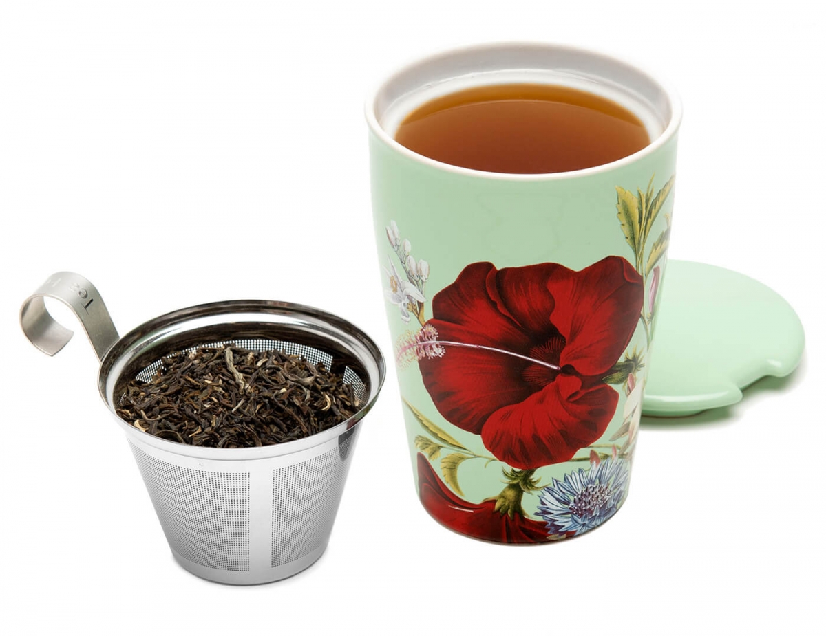 Cana ceai din ceramica cu pereti dubli si infuzor din inox Kati Fleur - Tea Forte - imagine 3