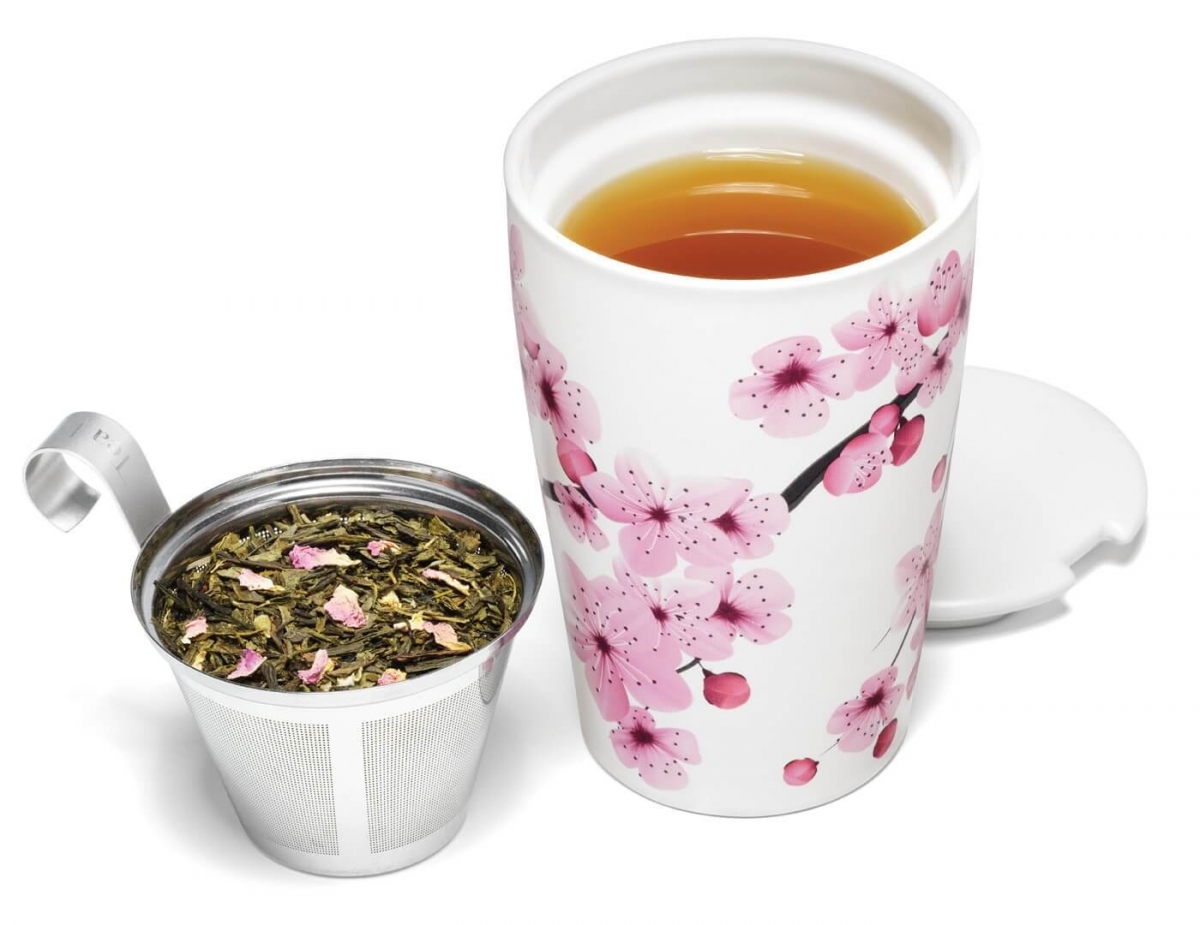 Cana pentru ceai din ceramica cu pereti dubli si infuzor din inox Kati Hanami - Tea Forte - imagine 3