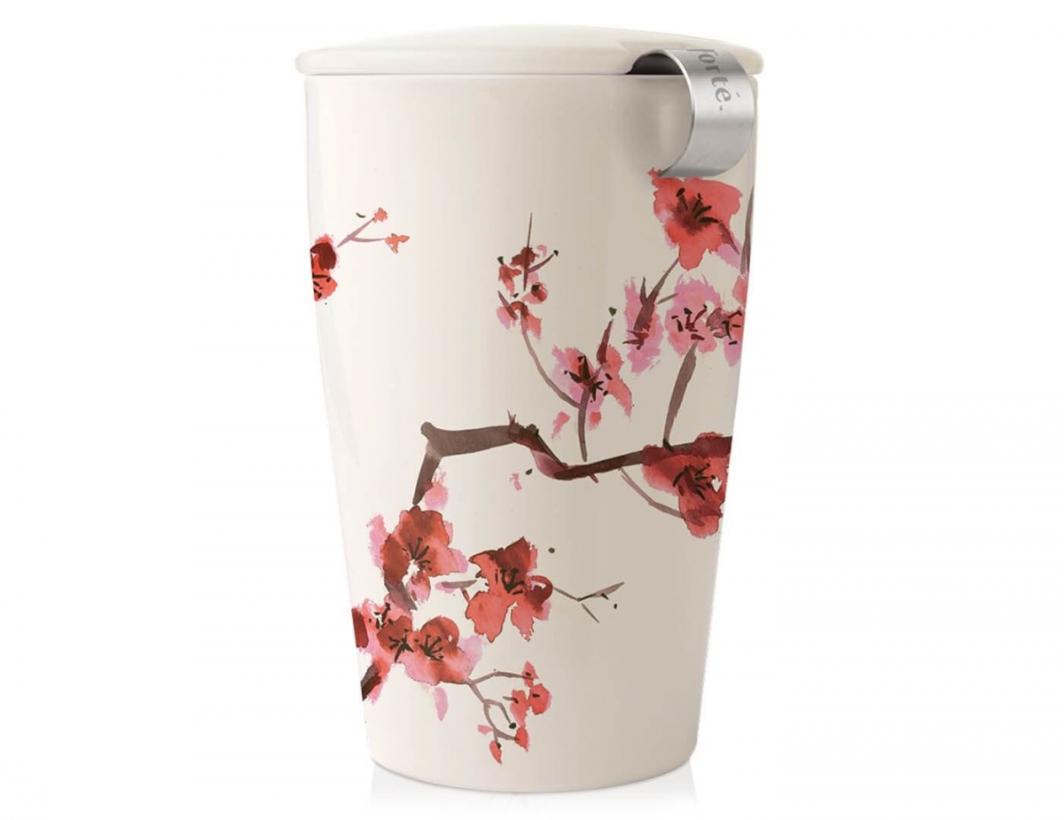 Cana pentru ceai din ceramica cu infuzor din inox Kati Cherry Blossoms - Tea Forte - imagine 4