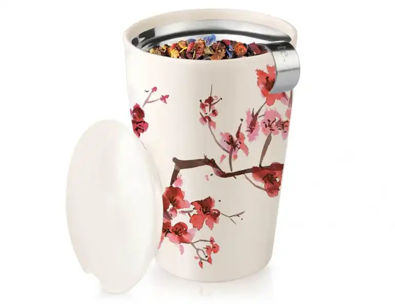 Cana pentru ceai din ceramica cu infuzor din inox Kati Cherry Blossoms – Tea Forte