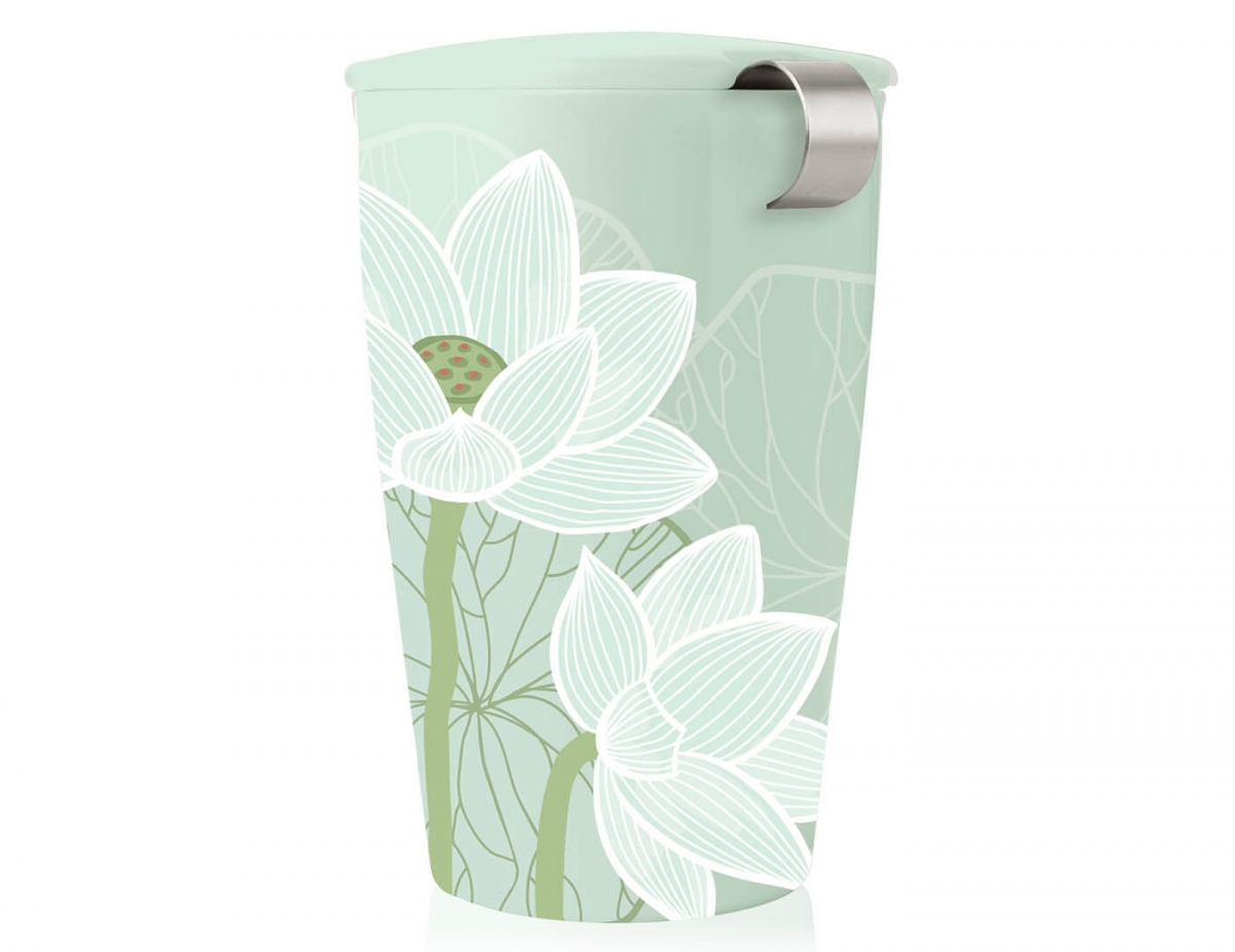 Cana pentru ceai din ceramica cu pereti dubli si infuzor din inox Kati Lotus - Tea Forte - imagine 4