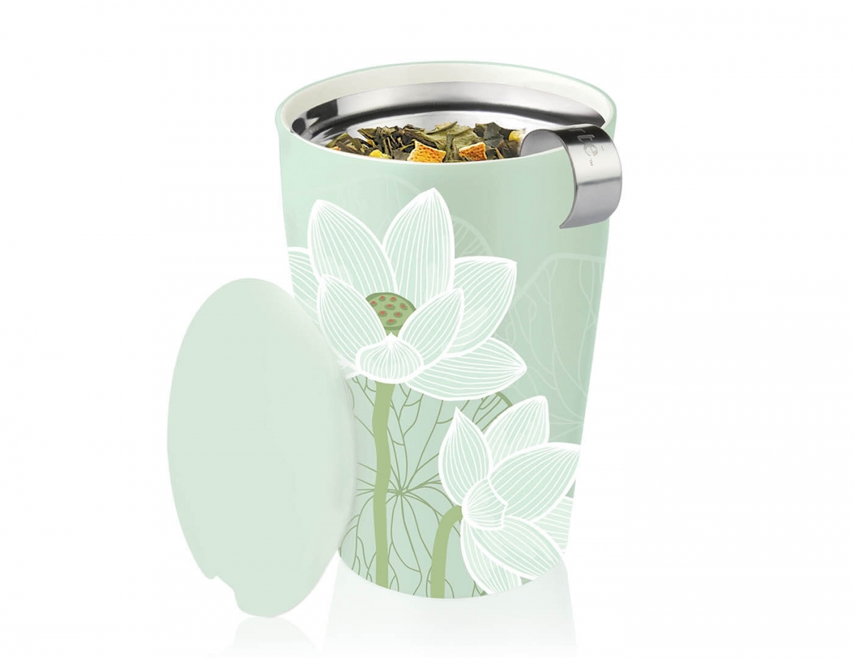Cana pentru ceai din ceramica cu pereti dubli si infuzor din inox Kati Lotus - Tea Forte - imagine 3
