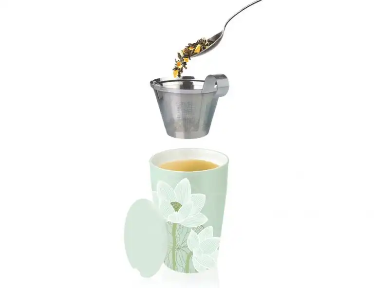 Cana pentru ceai din ceramica cu pereti dubli si infuzor din inox Kati Lotus – Tea Forte