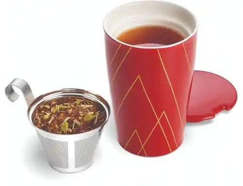 Cana pentru ceai din ceramica cu pereti dubli si infuzor din inox Kati Warming Joy Classic- Tea Forte