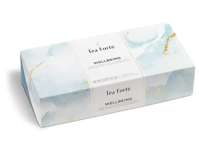 Ceai organic Petite Ribbon Box Wellbeing ECO – Tea Forte – Cutie cu 10 piramide de ceai oranic
