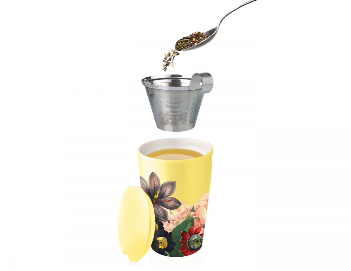 Cana pentru ceai din ceramica cu pereti dubli si infuzor din inox Kati Soleil - Tea Forte - imagine 3