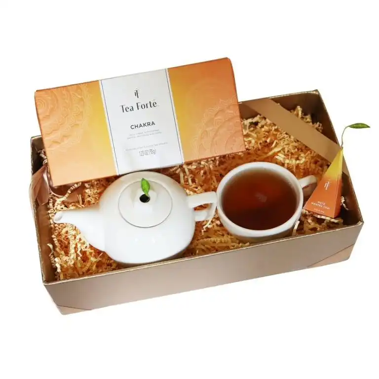 Coș Cadou: Set ceai, cana ceai si ceainic ceai Chakra dressy gift- Tea Forte
