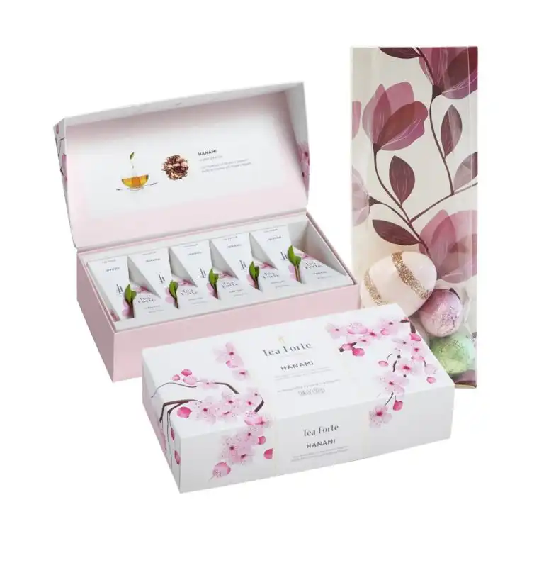 Coș Cadou: ceai și ciocolată belgiană Valentino Spring Hanami – Tea Forte