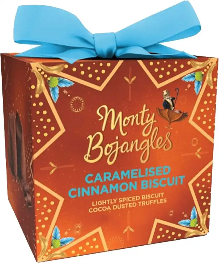 Cutie cu trufe din ciocolata Monty Bojangles Caramelised Cinnamon Biscuit Present 100g