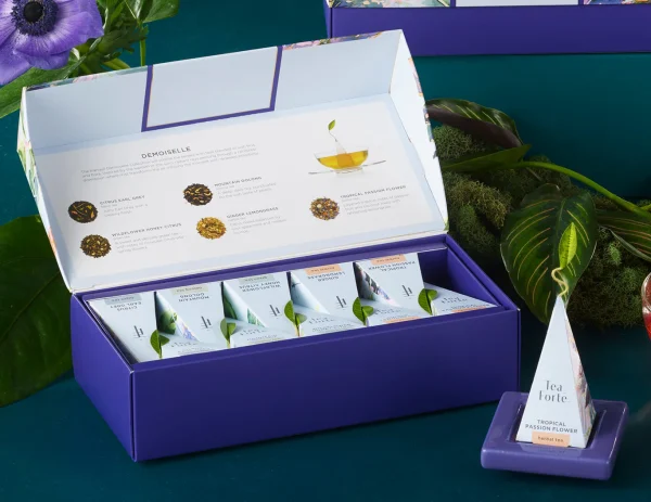 Ceai organic Petite Ribbon Box Demoiselle ECO – Tea Forte – Cutie cu 10 piramide de ceai organic - imagine 5