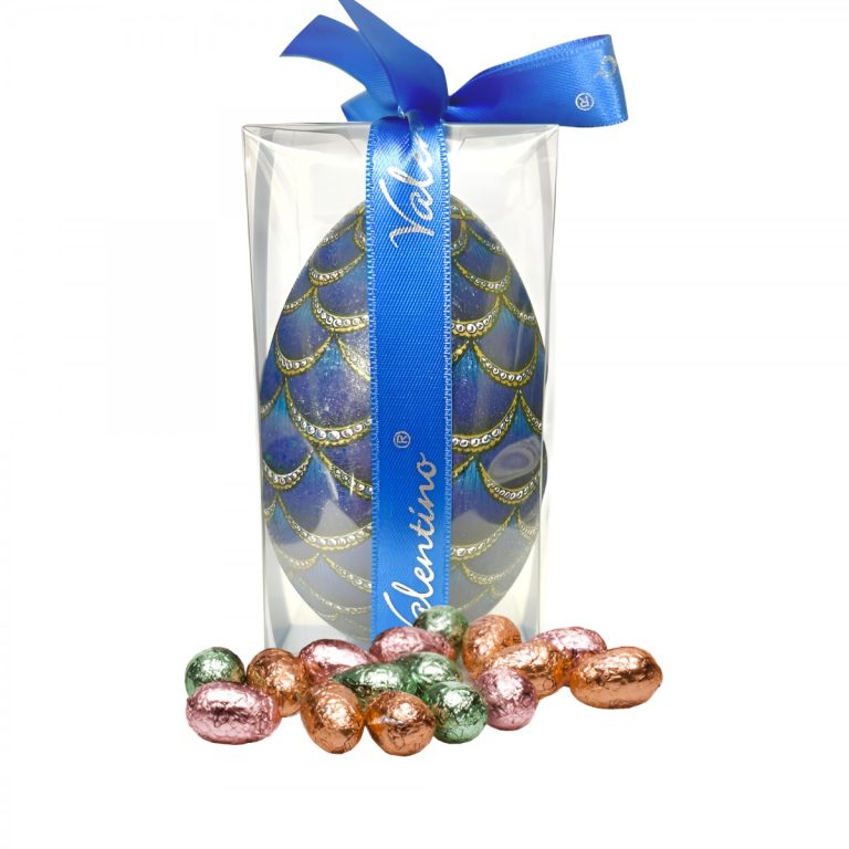 Praline de ciocolată belgiană Valentino Ou Blue Tail Faberge 100g