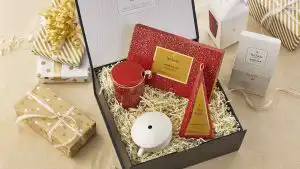 Set cadou ceai Tea Forté Warming Joy – cutie elegantă cu cană KATI, piramide de ceai și accesorii festive 