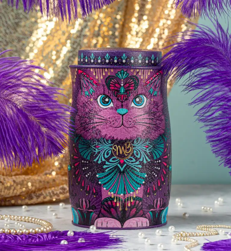 Trufe de ciocolata Monty Bojangles – Cutie metalica Violet Rebel Cat 135g