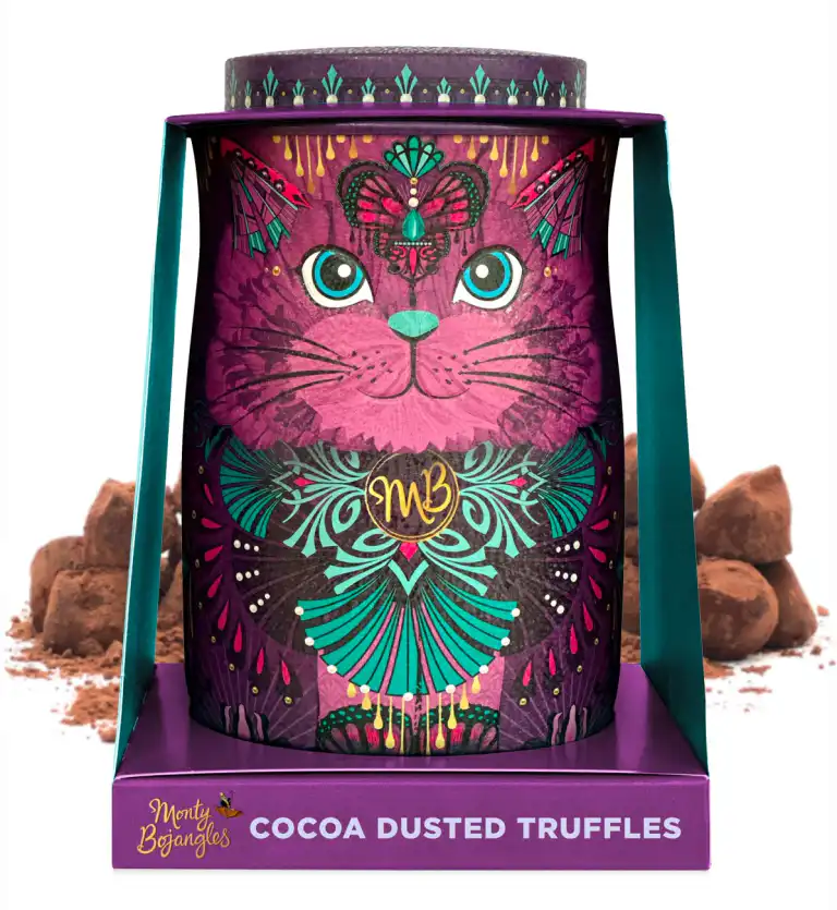 Trufe de ciocolata Monty Bojangles – Cutie metalica Violet Rebel Cat 135g