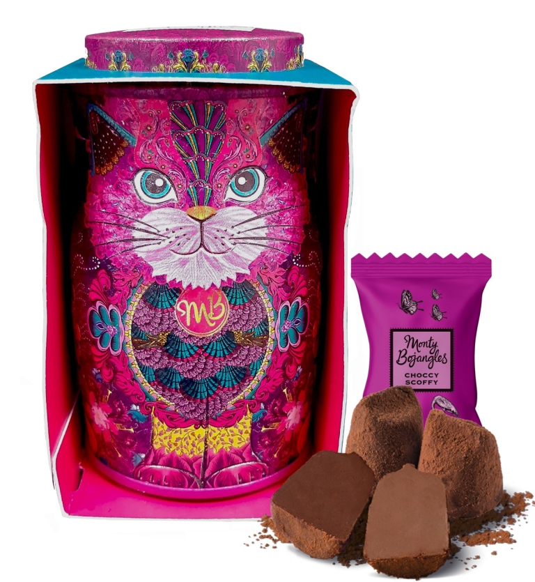 Trufe de ciocolata Monty Bojangles – Cutie metalica Pink Cat Mini 36g