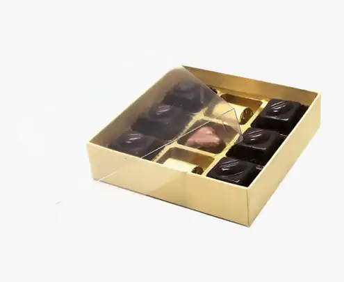 Cutie transparenta 9 praline, Small Gold Transparent, Valentino Chocolatier